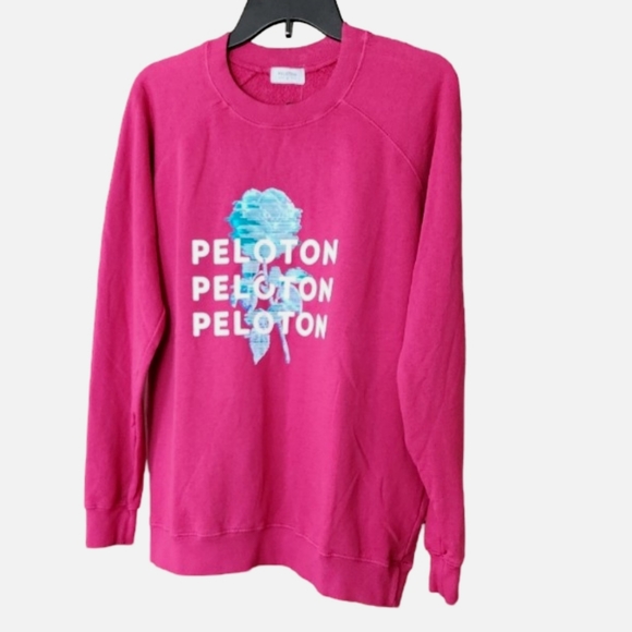 NWT Peloton‎ Logo Print Crewneck Pink Sweatshirt Women's Small - Picture 1 of 5